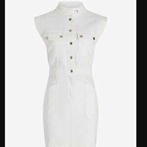NWT Express Denim Button Front Utility Mini Dress - L